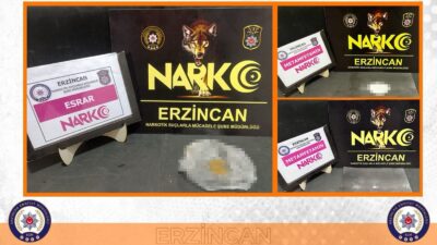 Erzincan İl Emniyet Müdürlüğü Narkotik Suçlarla Mücadele Şube Müdürlüğü ekipleri,