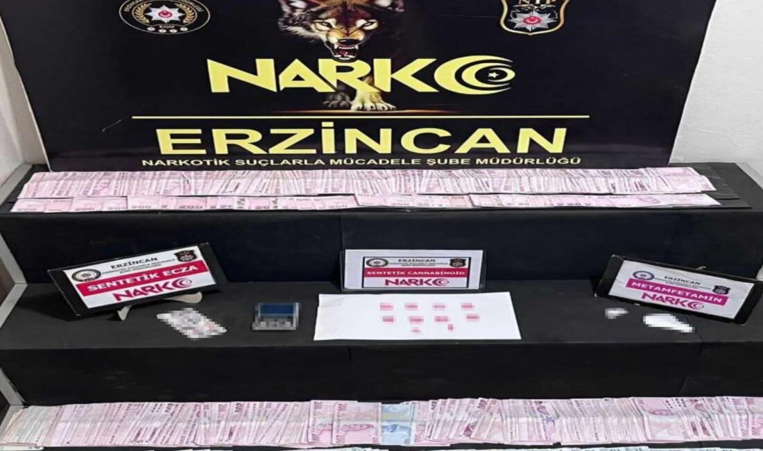Erzincan’da Narkotik Suçlarla Mücadele Şube Müdürlüğü ekipleri, uyuşturucu madde ticareti