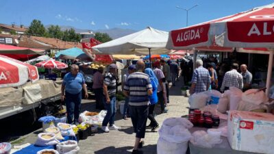 Erzincan’da her pazartesi günü kurulan geleneksel pazar, havaların sıcak olmasına