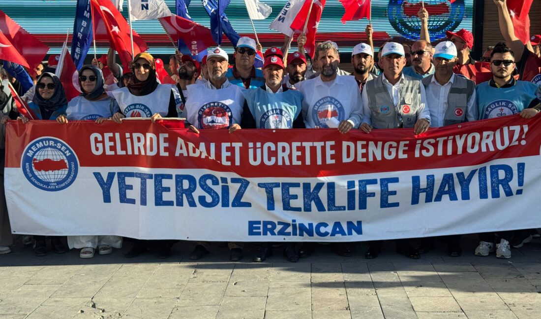 Erzincan Dörtyol Meydanı, Memur-Sen’in düzenlediği toplu sözleşme eylemine sahne oldu.