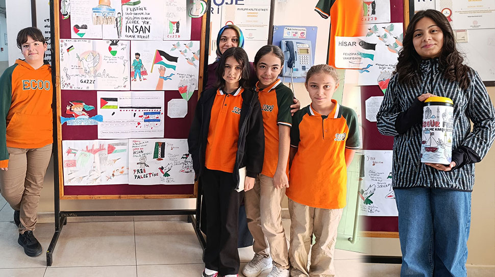 Erzincan Merkez Cumhuriyet Ortaokulu öğrencileri, Gazze’de yaşanan insanlık dramına sessiz